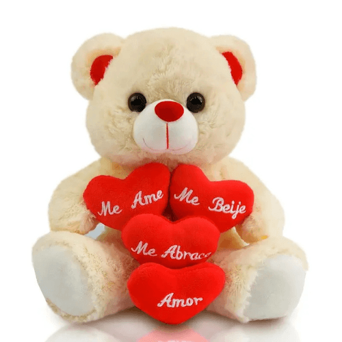Urso de Pelúcia 25 cm Sentado - Me Beije, Me Abrace Pérola